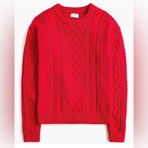 J. Crew Red Cable Knit Sweater